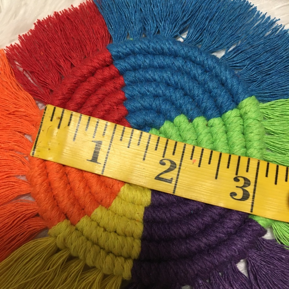 3 PCS Macrame Coaster Rainbow 🌈 Handmade - Picture 5 of 8